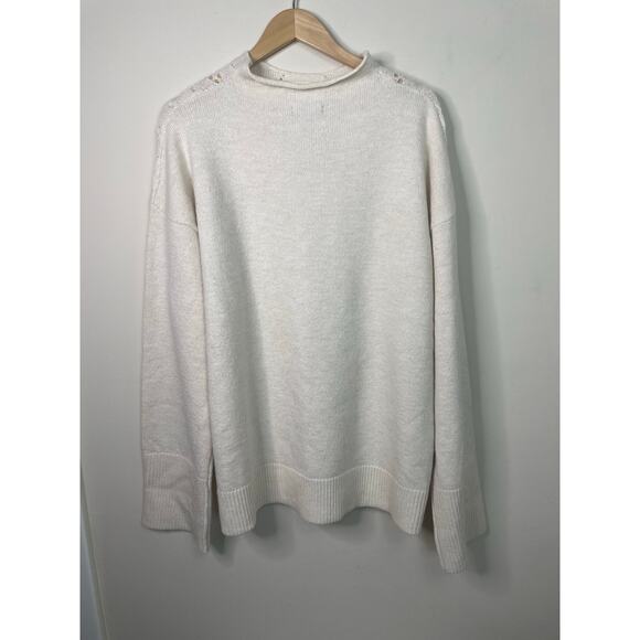 Democracy Long Roll Cuff Sleeve Funnel Neck Cable Popcorn Stitch Sweater Sz XL - Picture 3 of 9